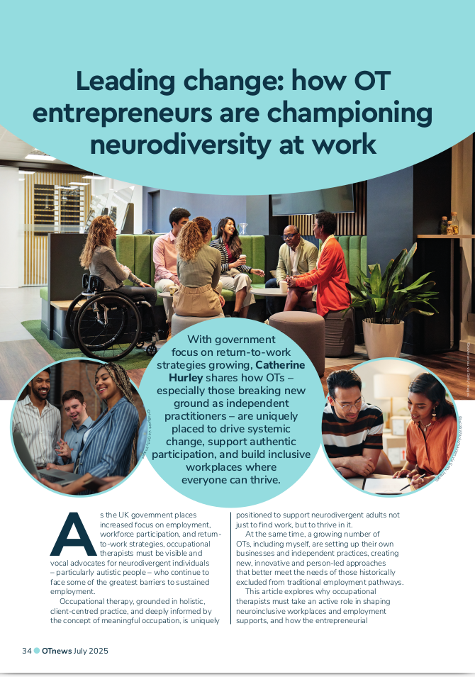 OTnews article on Occupational therapists working independently as entrepreneurs