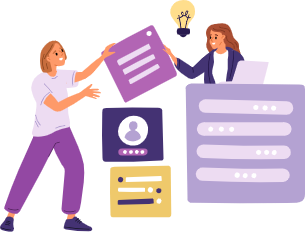 illustration - people organising neurodivergent details